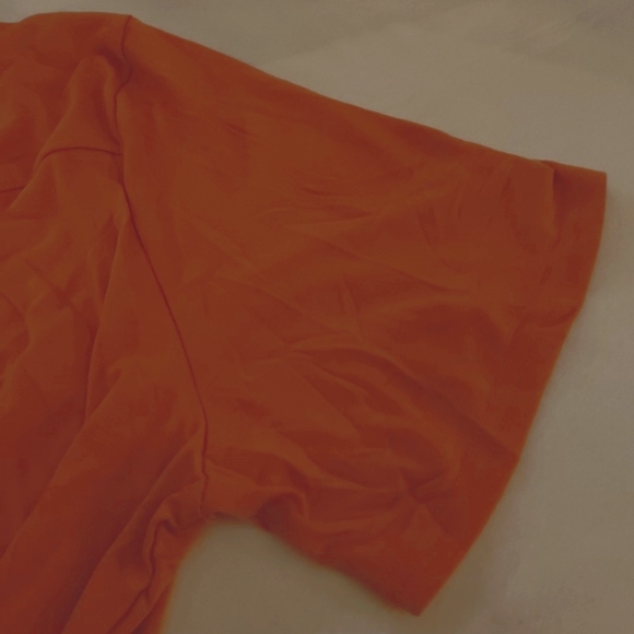 057. Orange Black Buttons Ruched O Neck Short Sleeve Plus Size Top  Size 4X - Picture 8 of 16